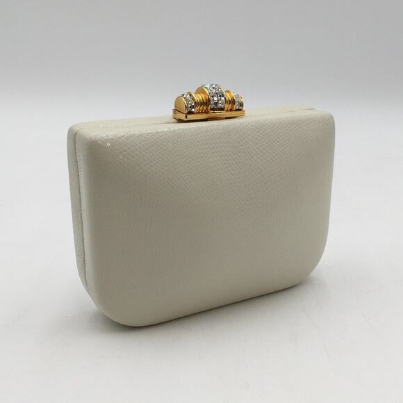 NWT Vintage Rodo Italy White Leather Evening Clutch Purse w/Chain Strap - Picture 3 of 8